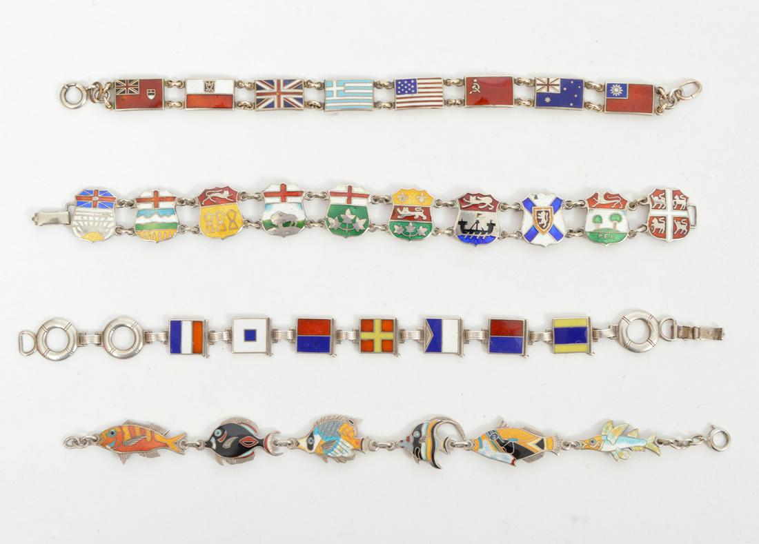4 Vintage Sterling Silver Enamel Bracelets (1 of 9)