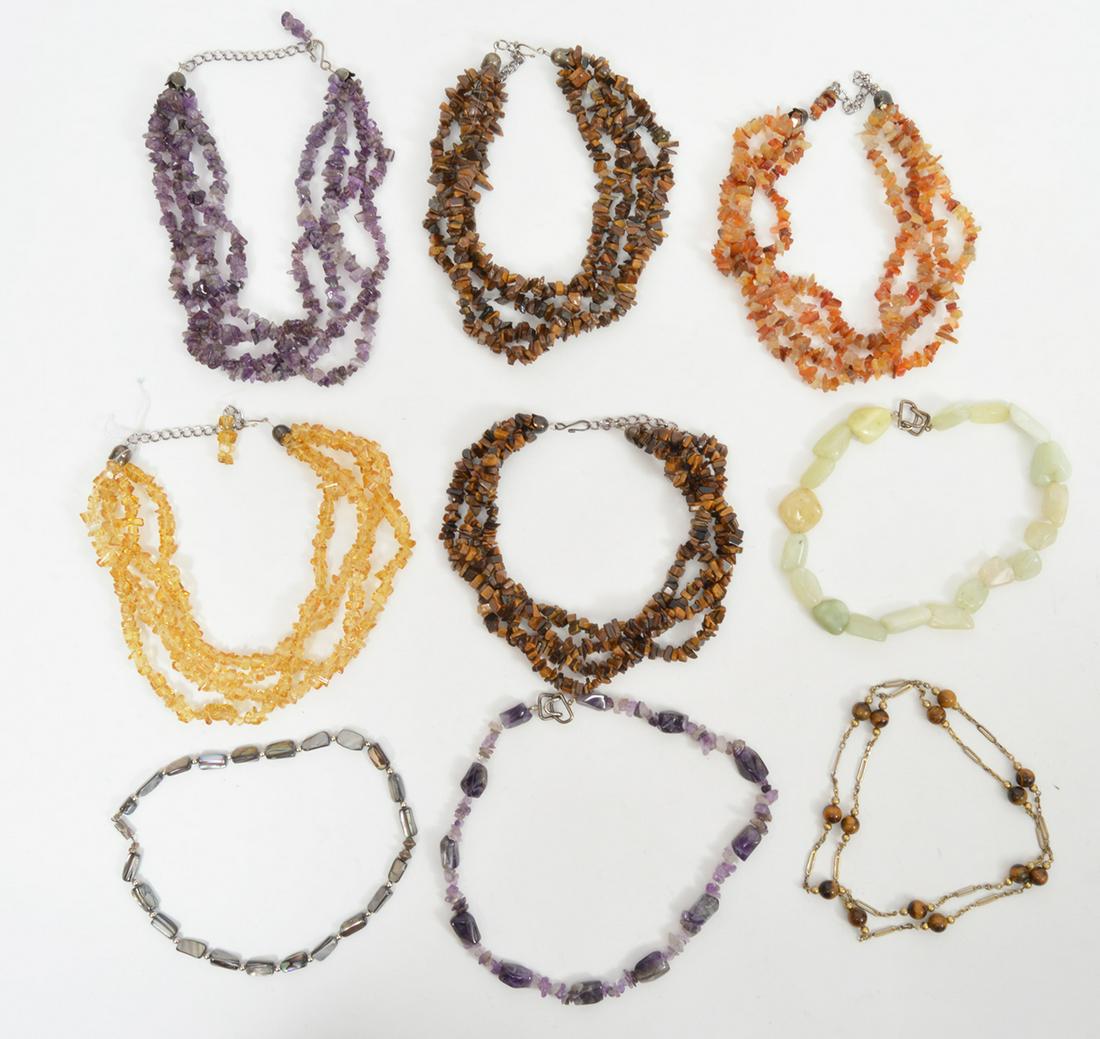 Lot 9 Semi Precios Stone, Quartz & Amber Necklaces (1 of 9)