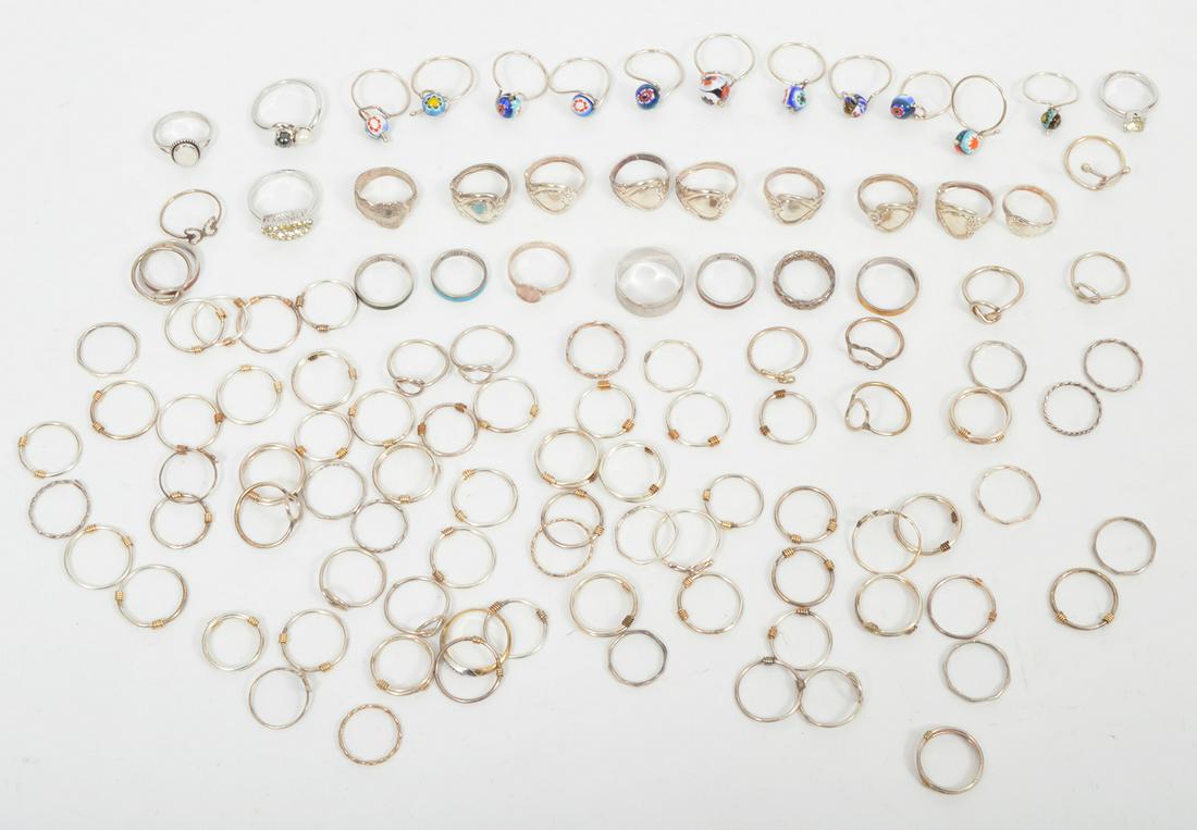 100 Sterling Silver Rings Various Sizes (1 of 9)