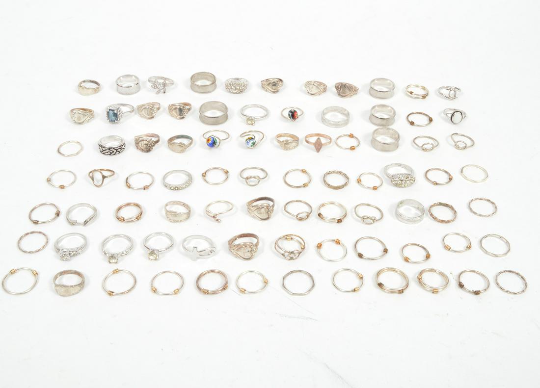 Lot of 80 Sterling Silver Rings Various Sizes (1 of 7)
