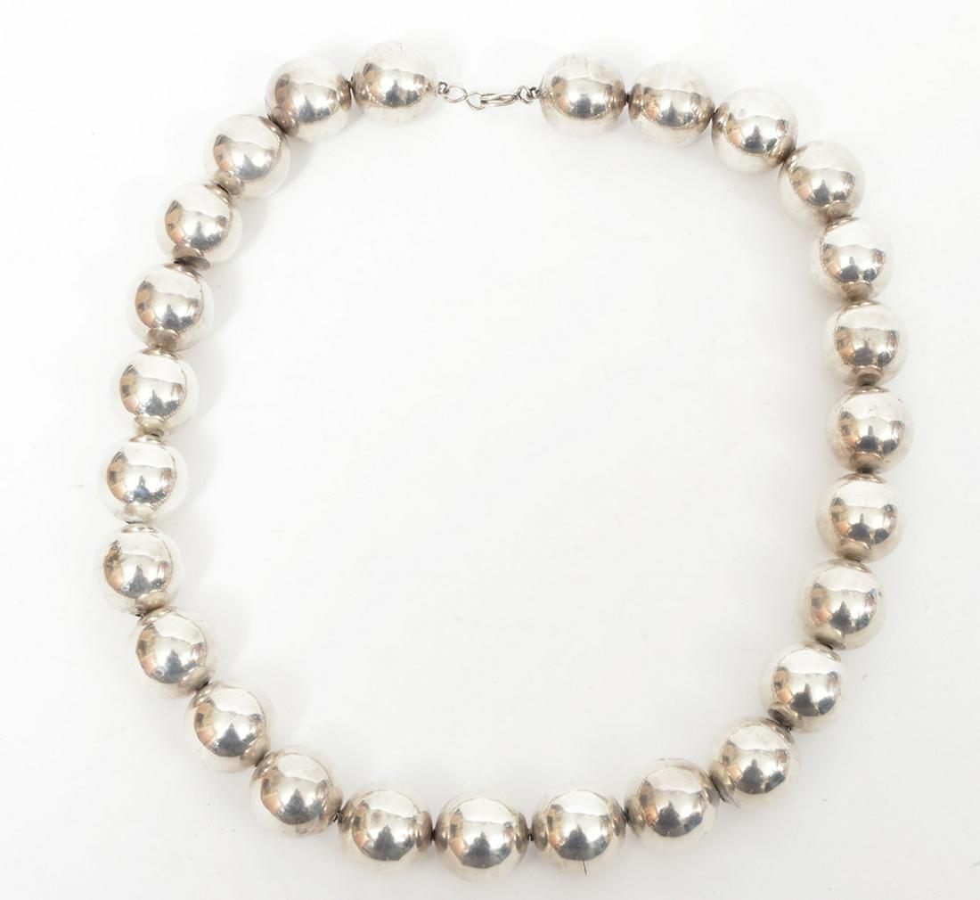 Large sterling Silver Bead Necklace (1 of 5)