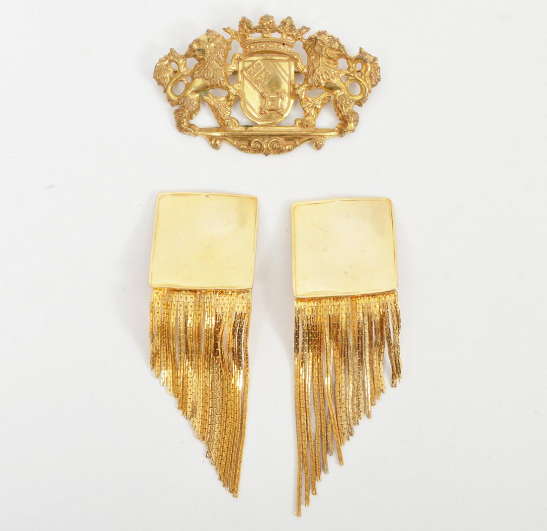 Les Bernard Earrings, Miriam Haskell Brooch (1 of 6)