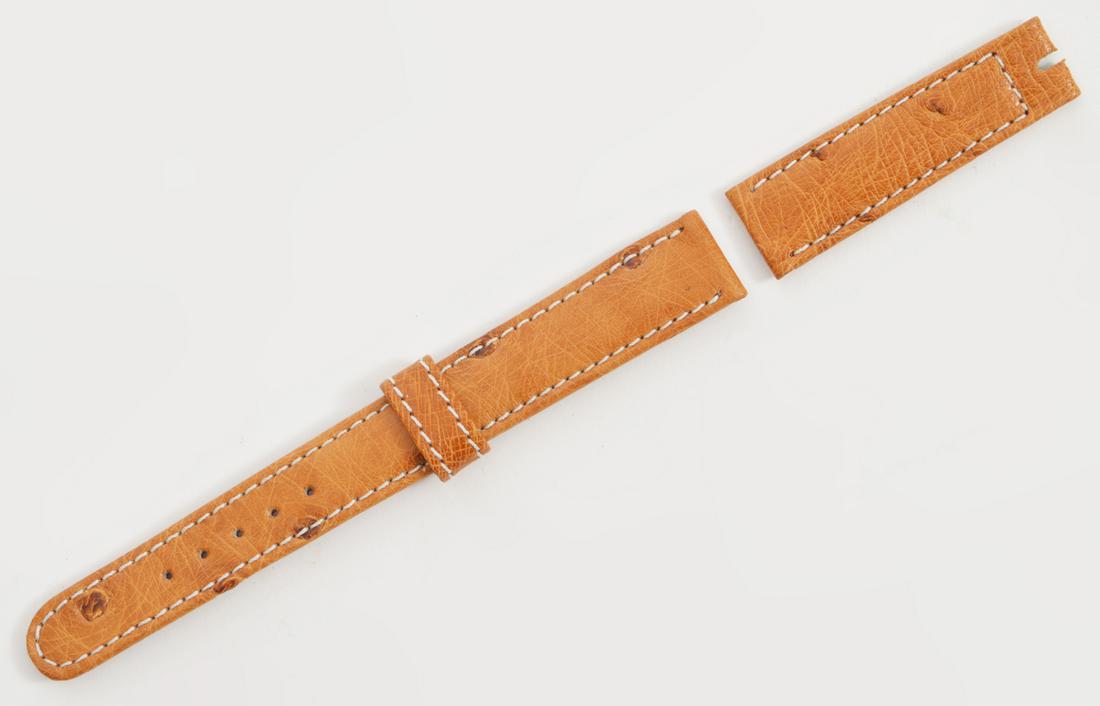 Rolex Tan Ostrich Watch Band NEW: Rolex tan genuine ostrich watch band. Part number: 215-291. Lug size: 15mm. Condition report: New. Please examine all photos closely. Contact C. Biddle Auction Gallery for more detailed information. C