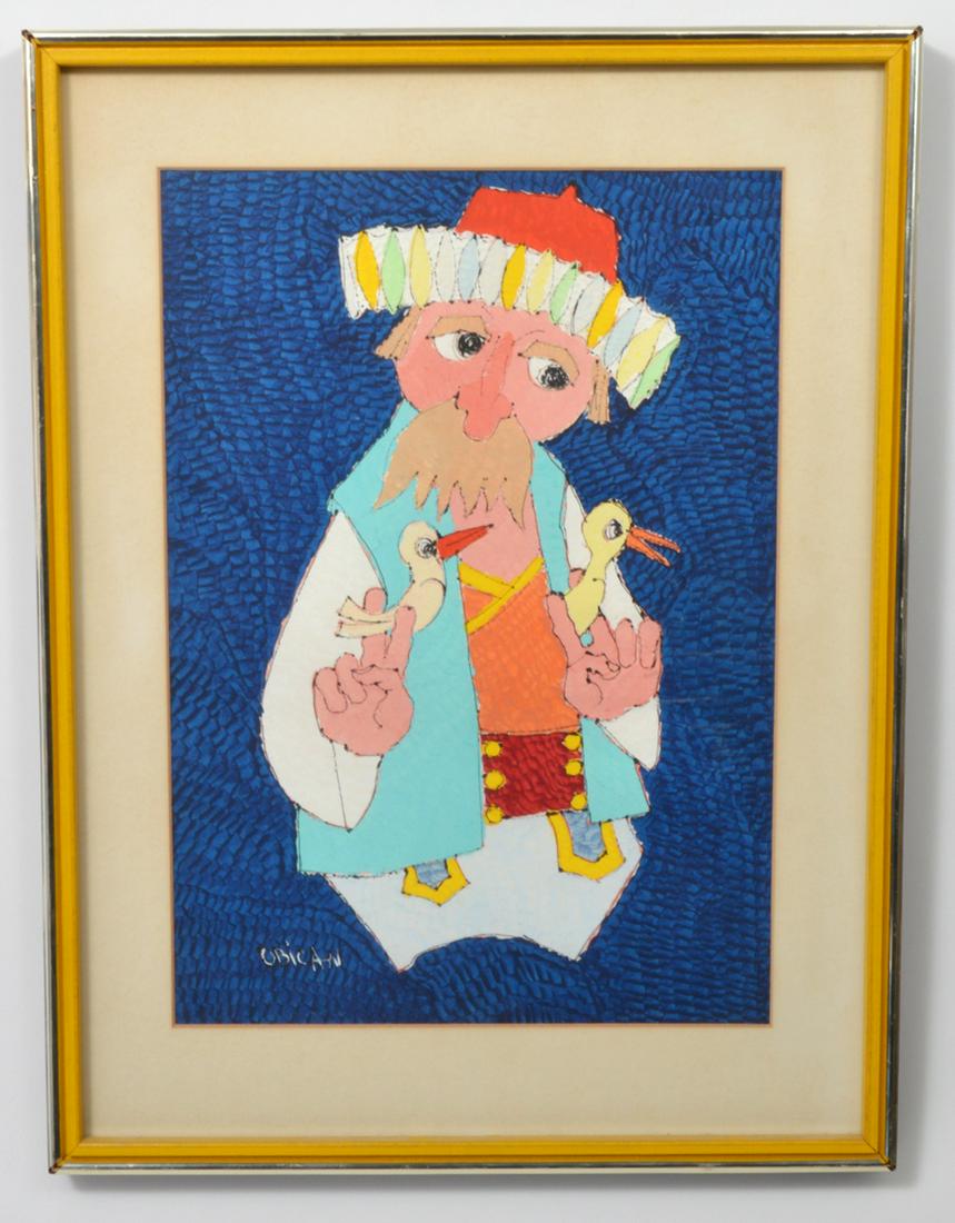 Jovan Obican Clown Oil Painting on Paper (1 of 6)