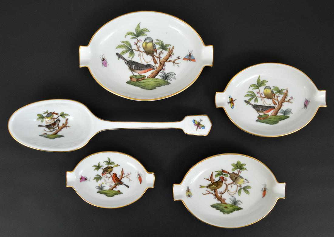 Herend Rothschild Bird Serving Spoon & Ashtray Set (1 of 4)