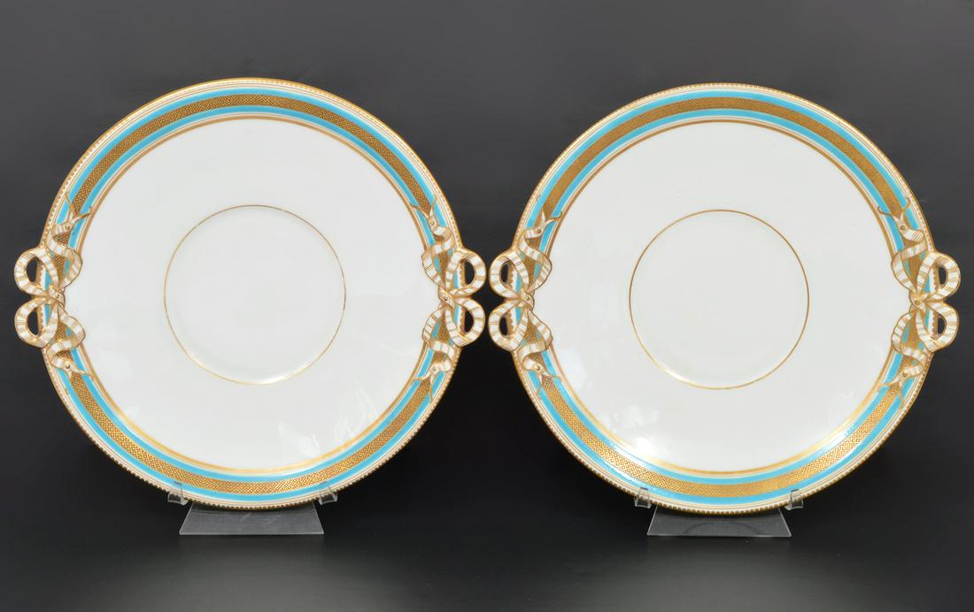 2 Antique Bow Handle Porcelain Plates British 1870 (1 of 10)