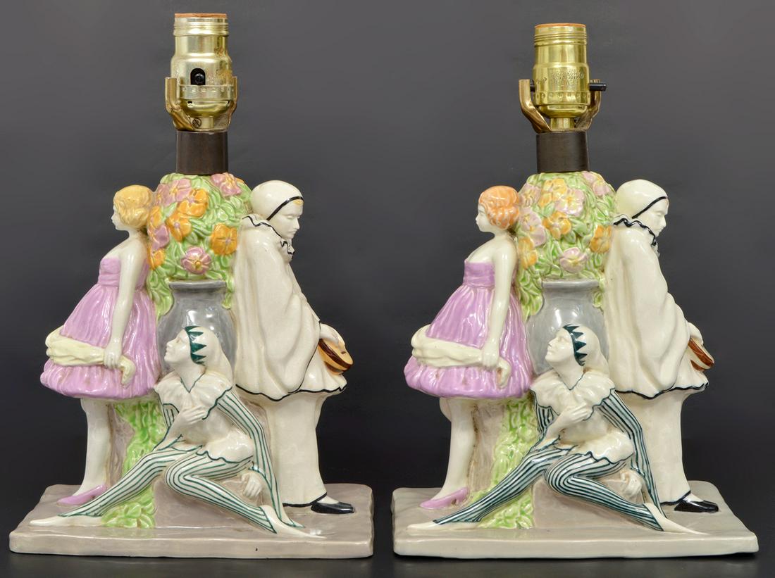 2 Austrian Porcelain Pierrot Lamps (1 of 10)