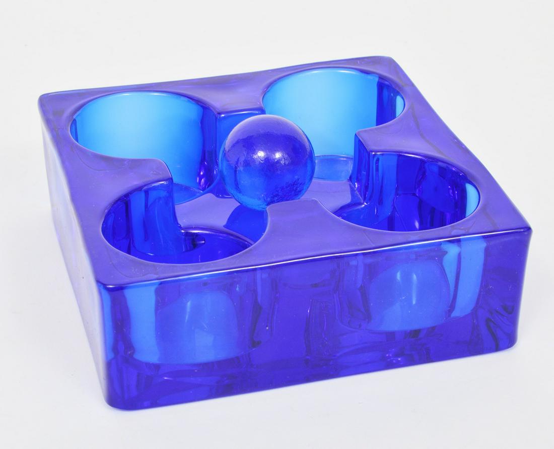 Daum Cobalt Blue Crystal Ashtray (1 of 6)