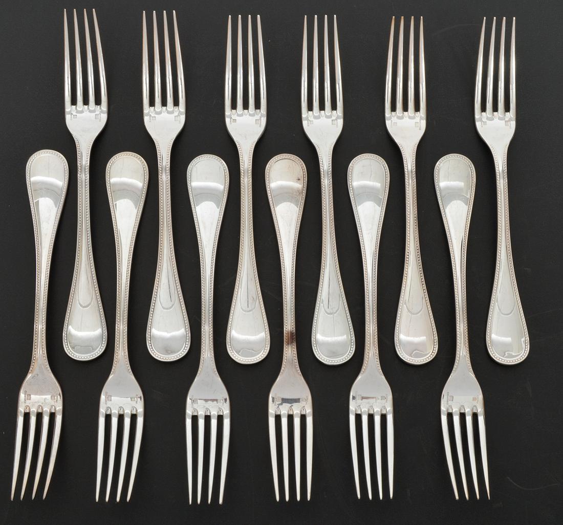 12 Christofle 'Perles' S/P Dinner Forks (1 of 3)