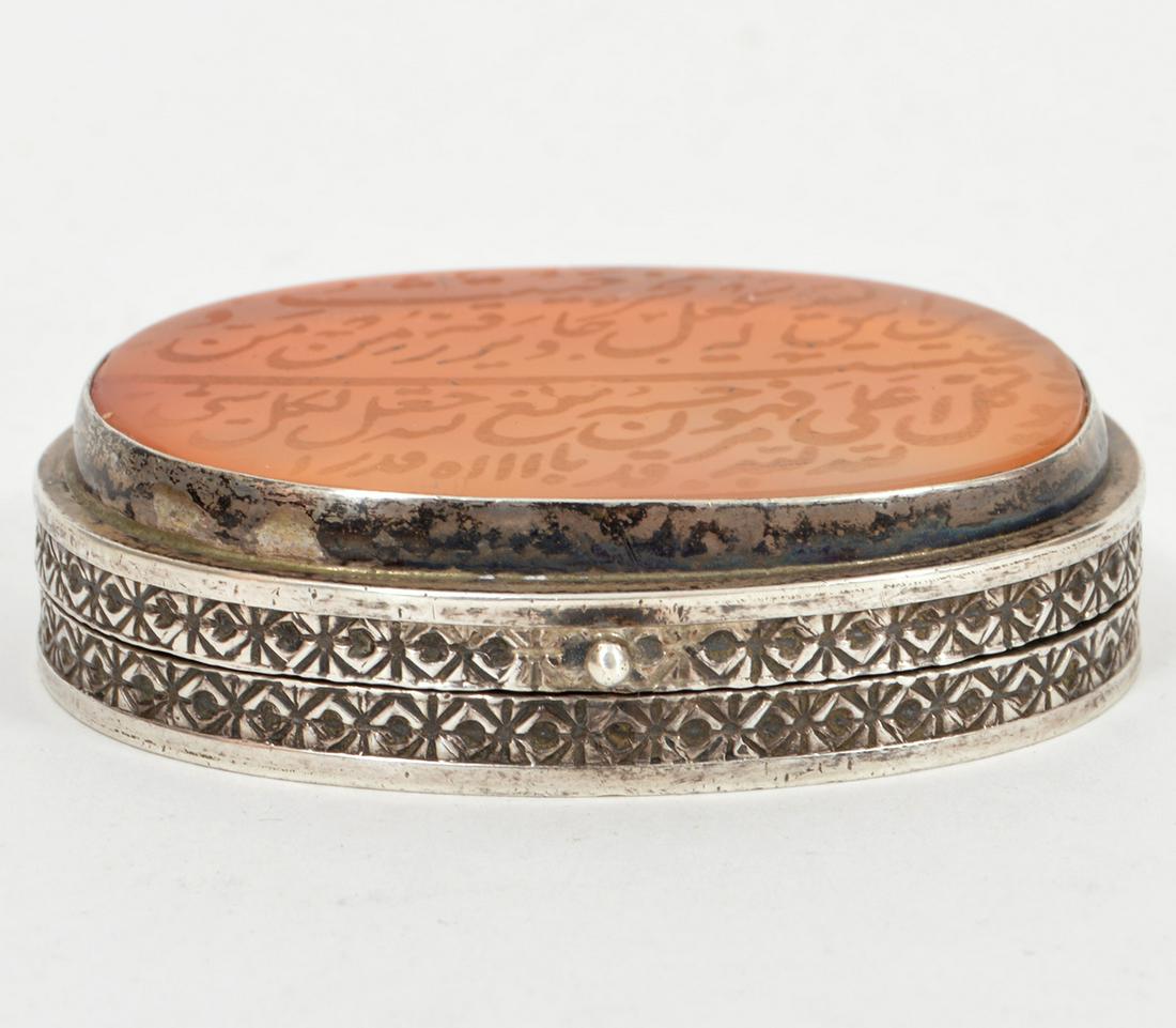 Antique Arabic Carved Carnelian Sterling Box (1 of 7)