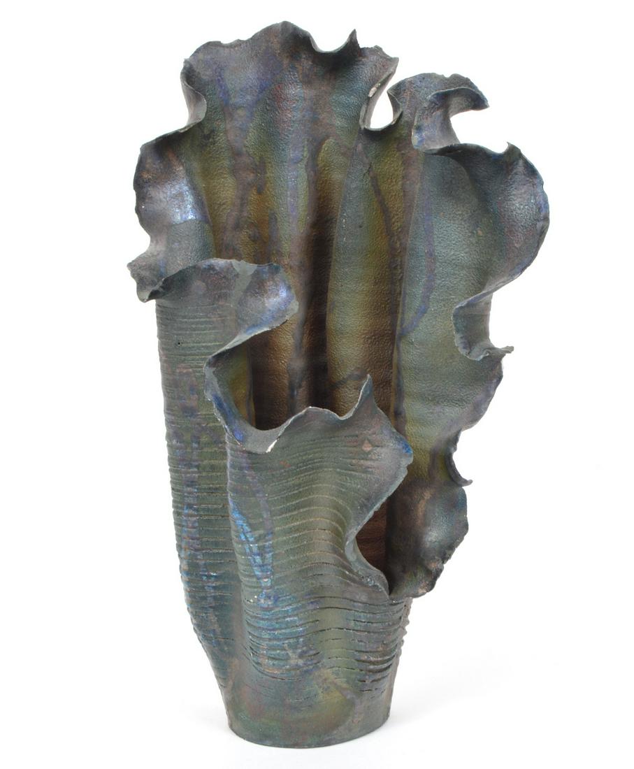 Paul Fleming Salt Glazed Raku Art Vase Signed (1 of 9)