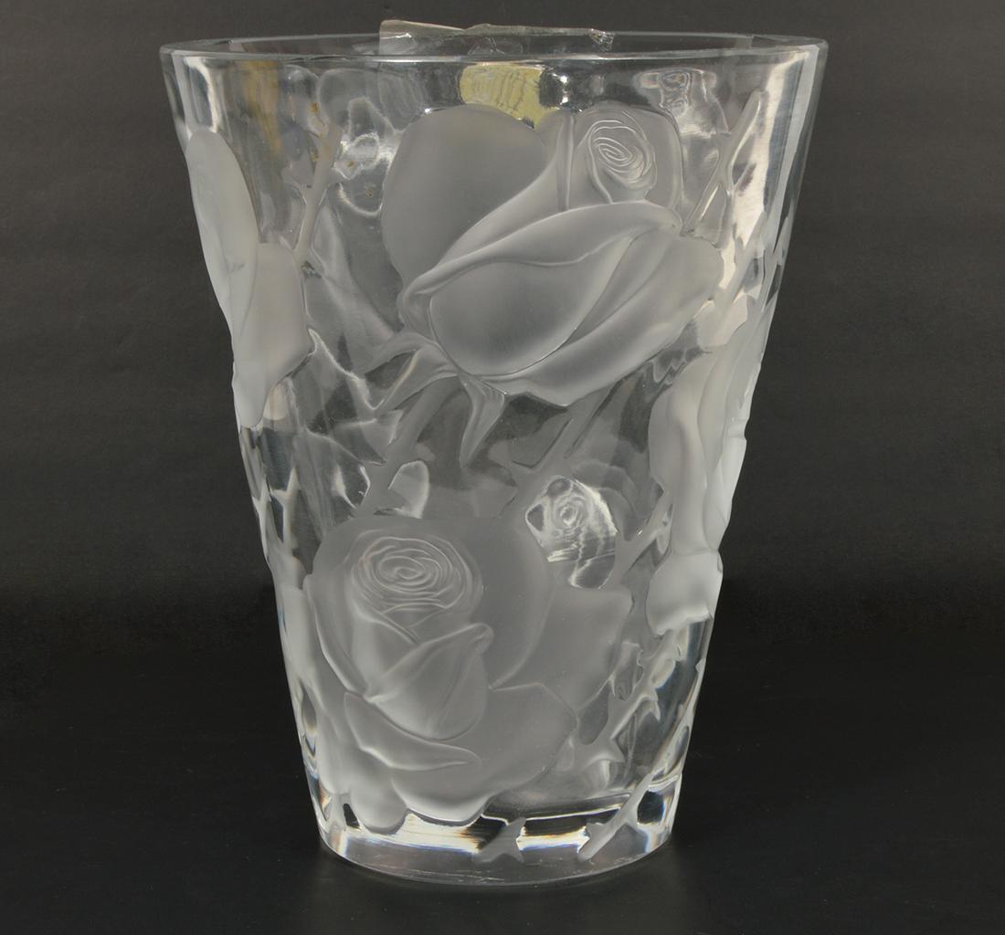 Lalique Large Roses Ispahan Vase Signed (1 of 6)