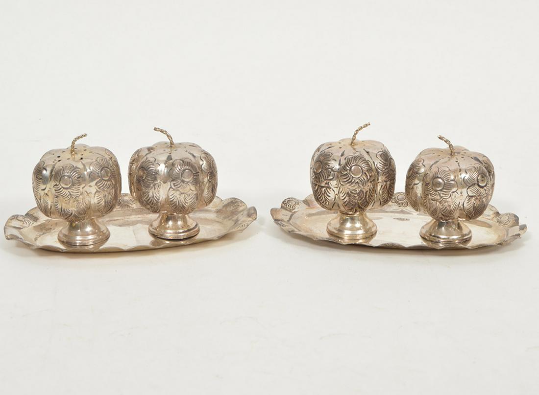 2 Mexican Sterling Pumpkin Salt & Pepper Sets (1 of 5)