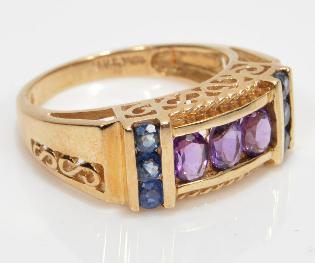 Sapphire & Amethyst Ring 10k Yellow Gold Sz 4.5 (1 of 6)