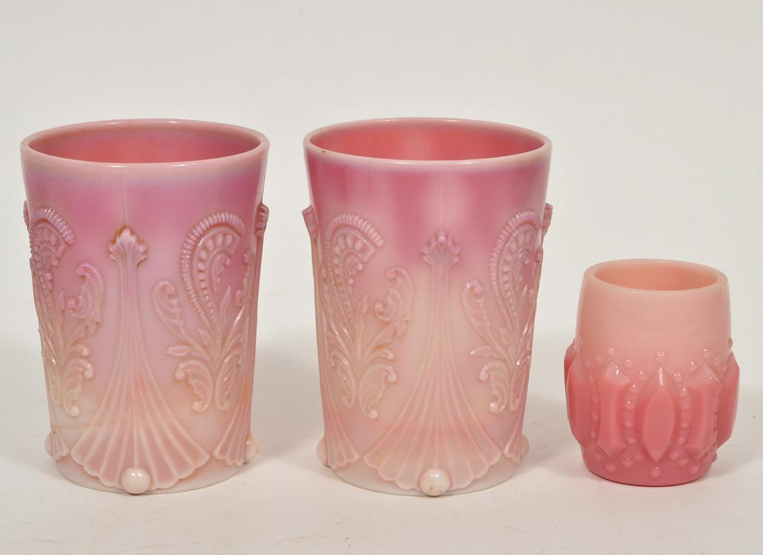 Indiana Slag Glass Toothpick Holder & 2 Pink Cups (1 of 3)