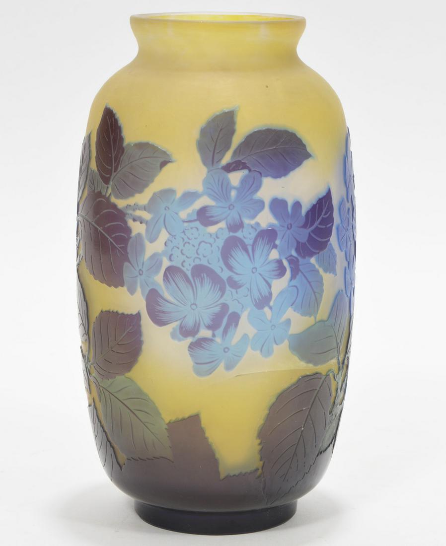 Antique Galle Blue Cameo Glass Vase (1 of 9)
