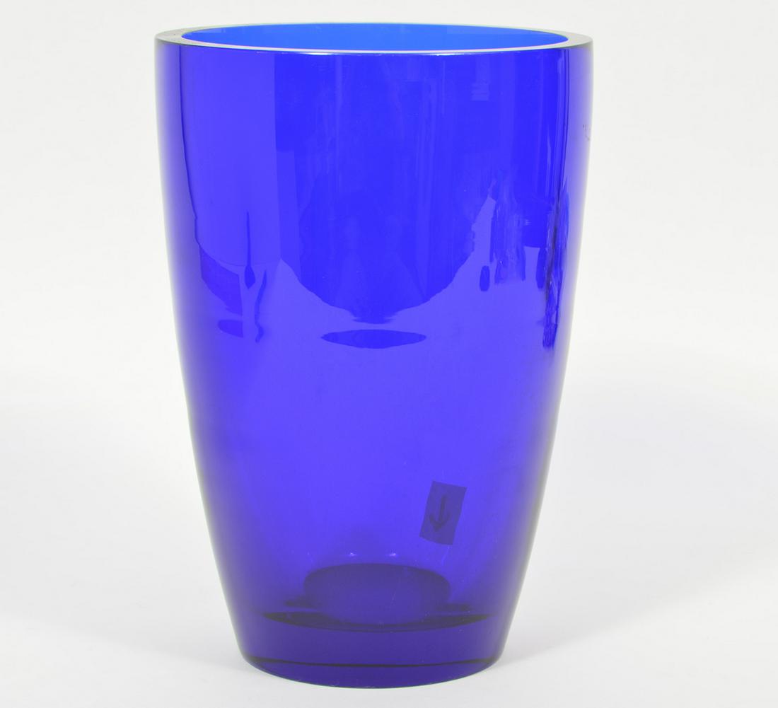 Large Vintage Gucci Cobalt Vase: Large Vintage Gucci Cobalt Vase. 9"H x 6.25"W @ top. Condition report: Good, Minor base chip. Please examine all photos closely. Contact C. Biddle Auction Gallery for more detailed information. C. Bid