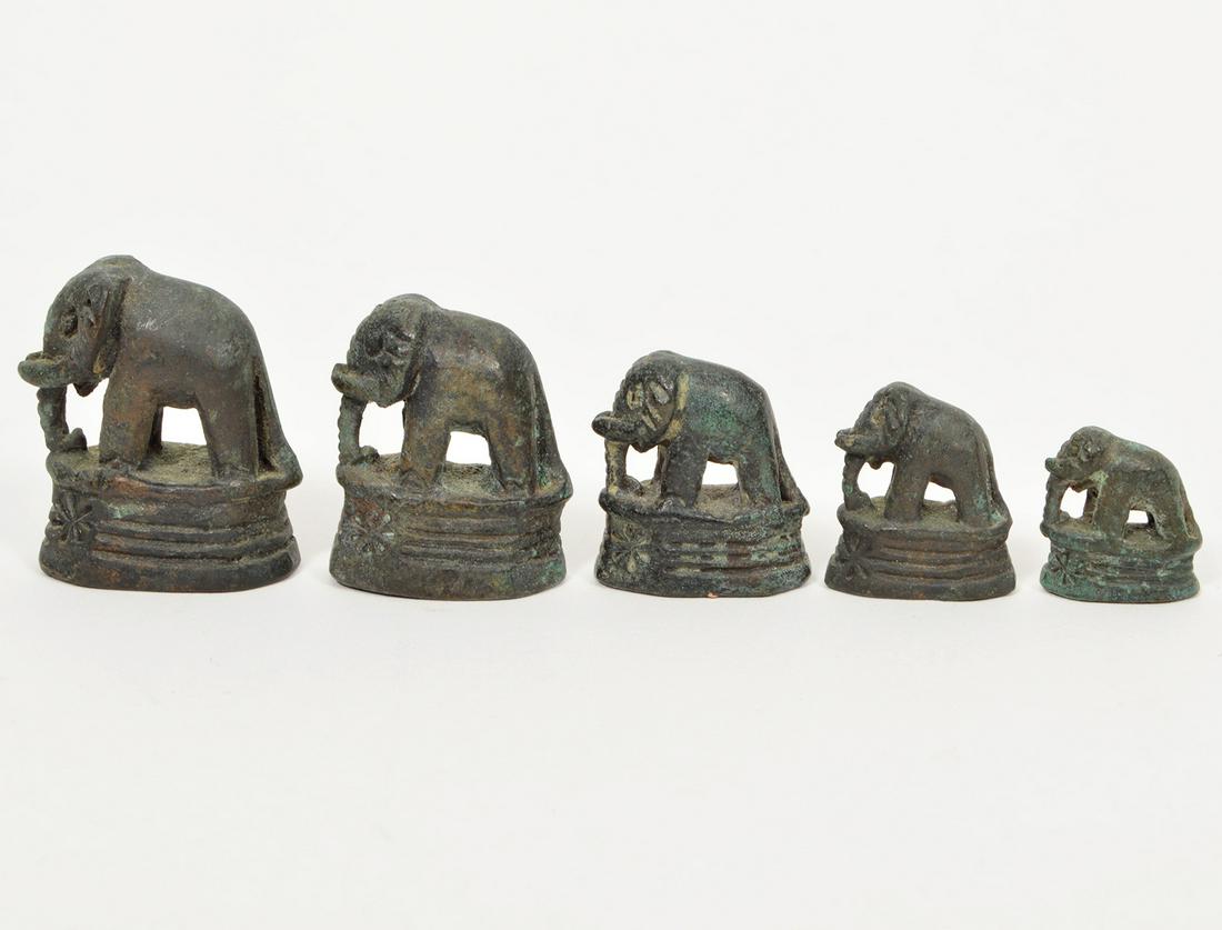 5 Small Antique Metal Elephants (1 of 4)