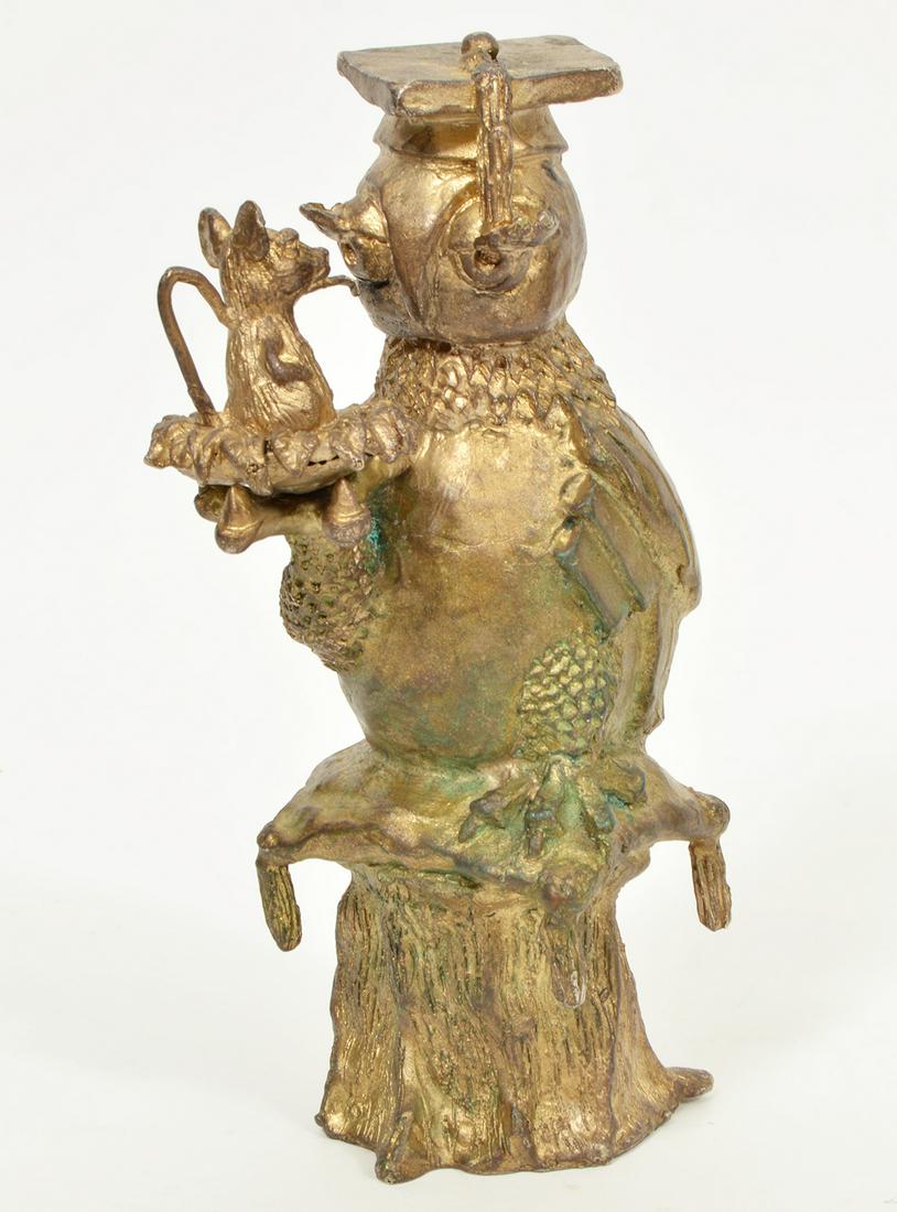 Bronze Owl & Mouse Sculpture Signed G.G. (1 of 8)