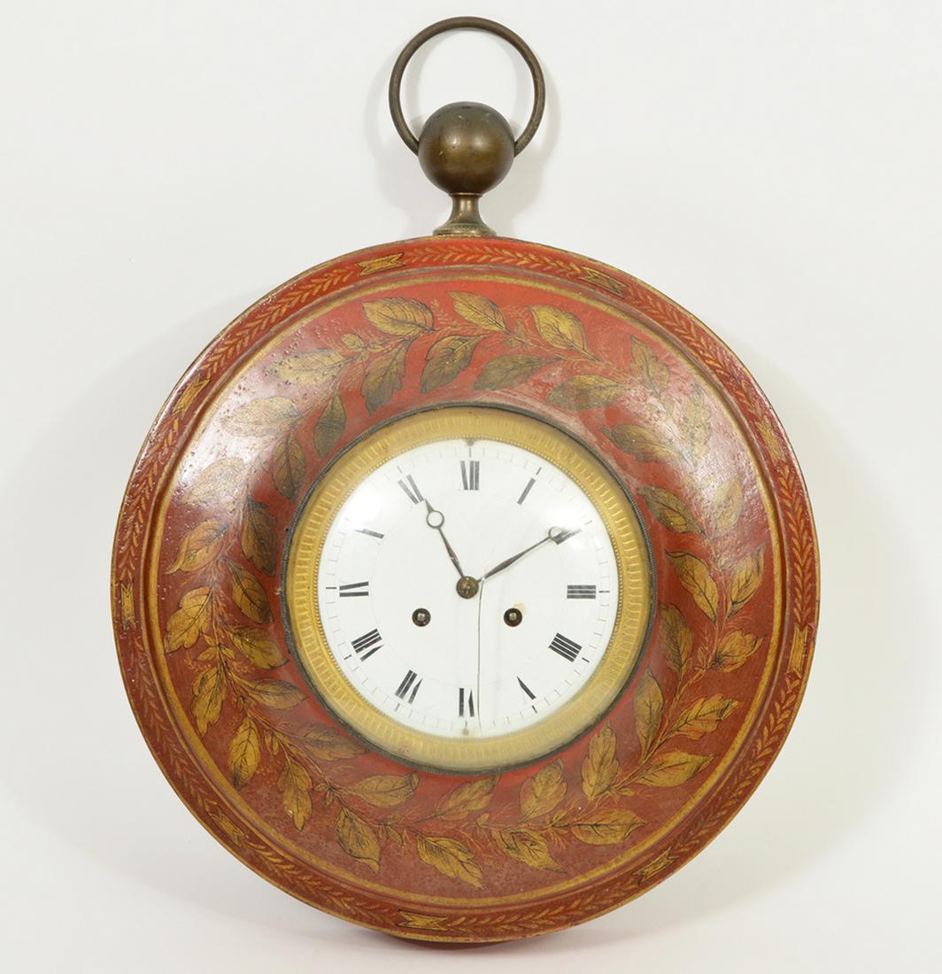 Large Vintage Toleware Mechanical Wall Clock (1 of 5)