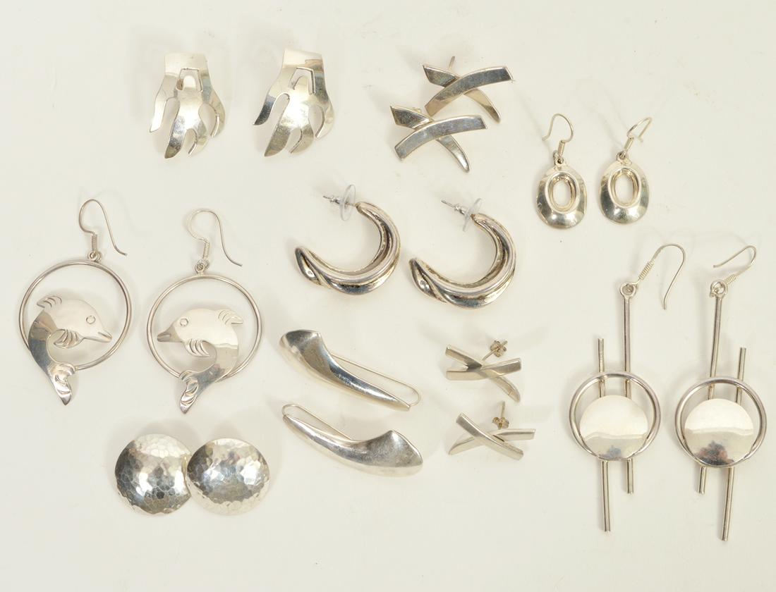 9 Pr Mexican Sterling Silver Earrings (1 of 4)