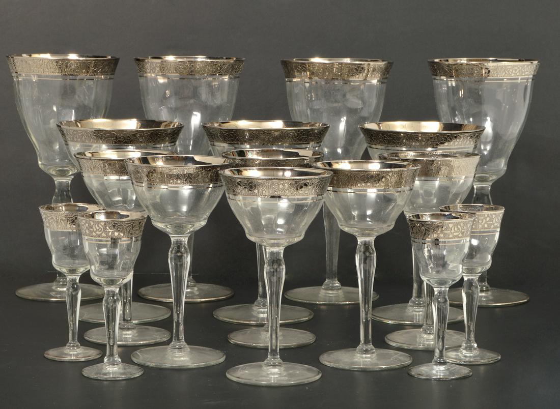17 Elegant Silver Trim Stemware Glasses (1 of 4)