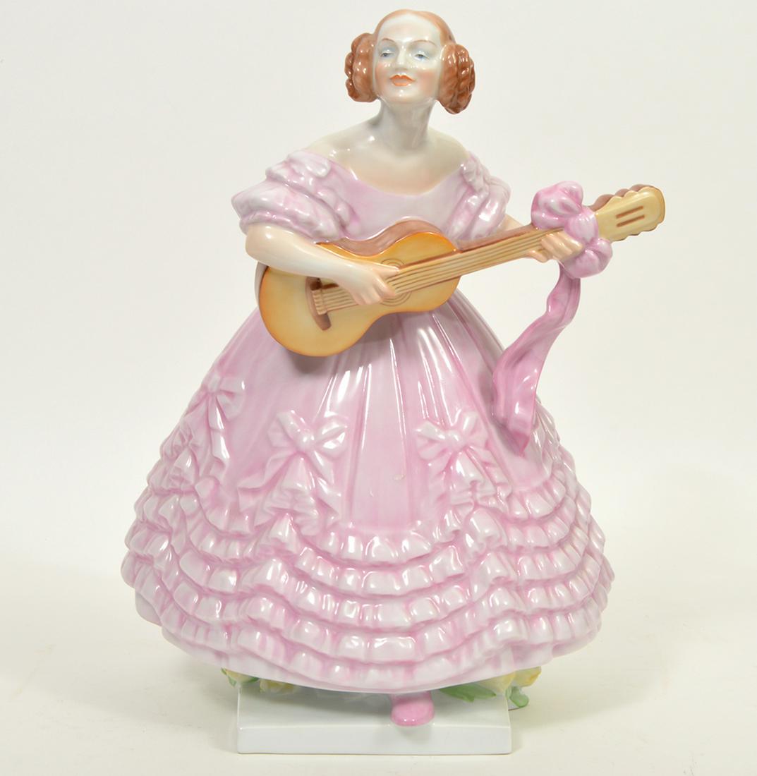 Herend Large Deryne Figure of Lady Playing Guitar (1 of 7)
