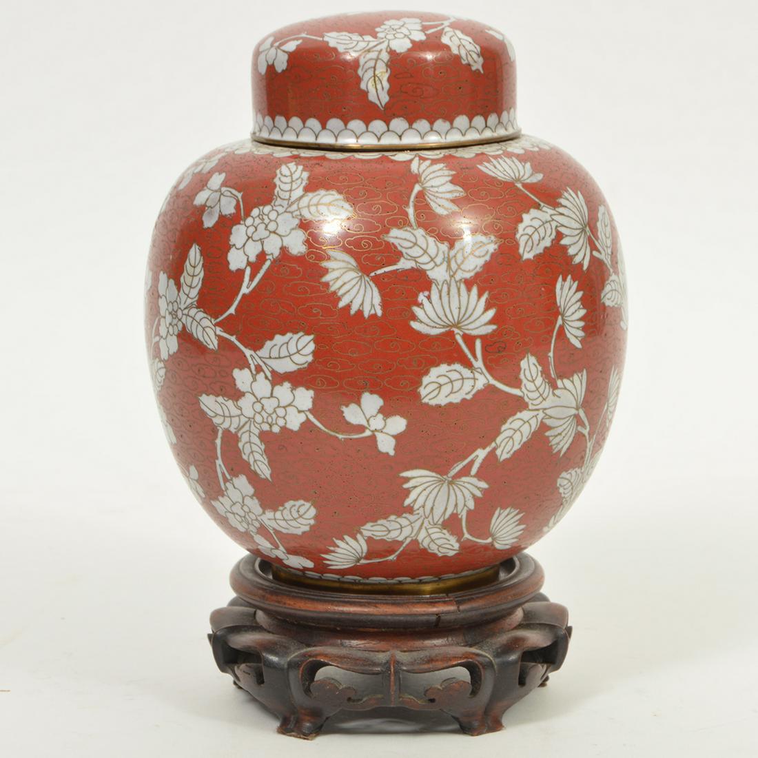 Chinese Ginger Jar Cloisonne with Flowers (1 of 7)