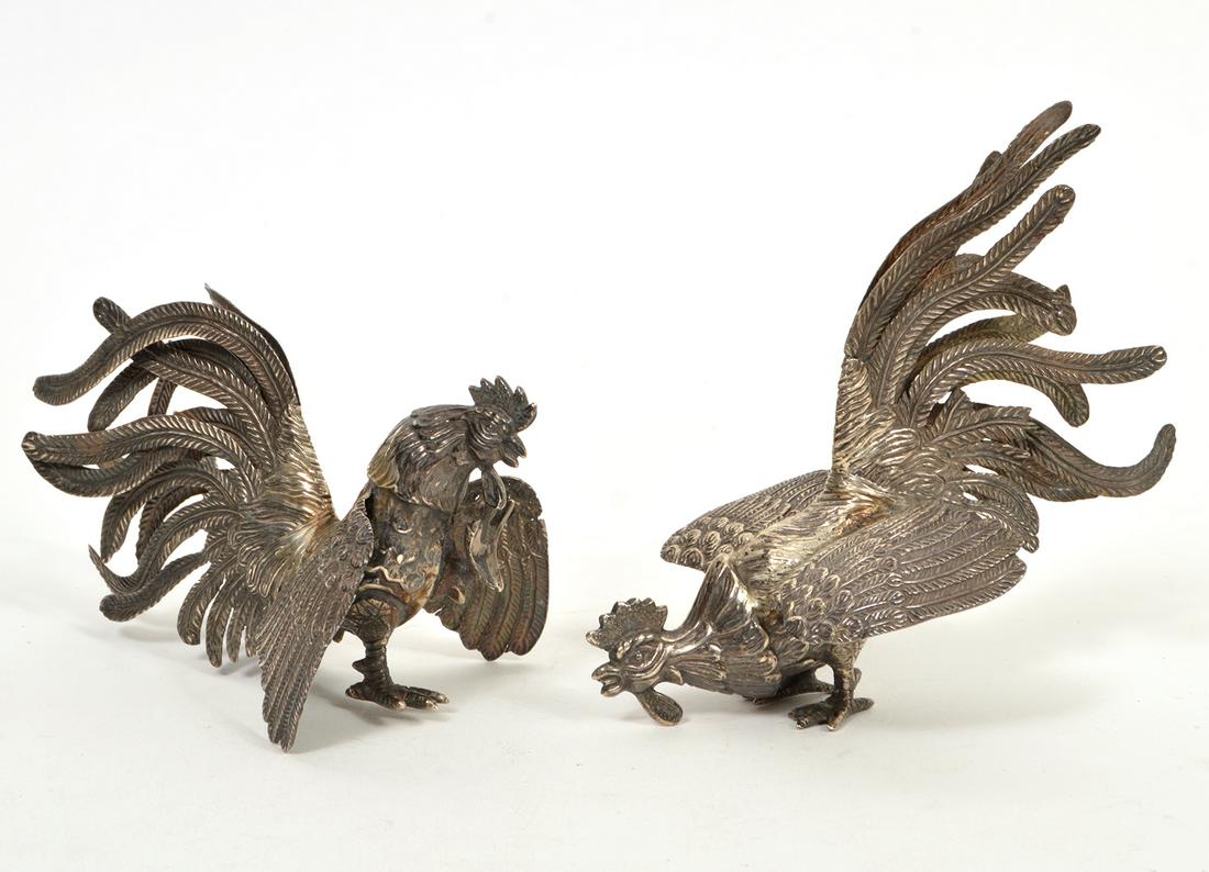 2 Peruvian Sterling Silver Fighting Roosters (1 of 6)