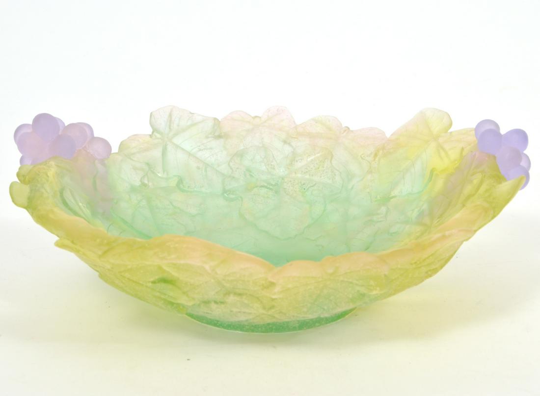 Daum Green & Lavender Pate de Verre Grape Bowl (1 of 8)