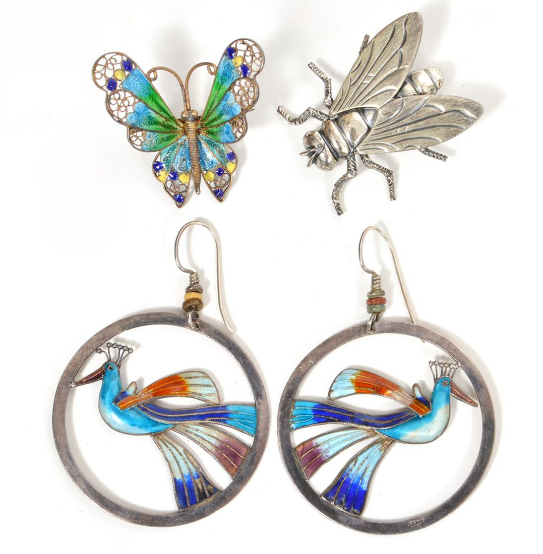 Vintage SIlver 800 & 925 Brooches & Earrings (1 of 7)