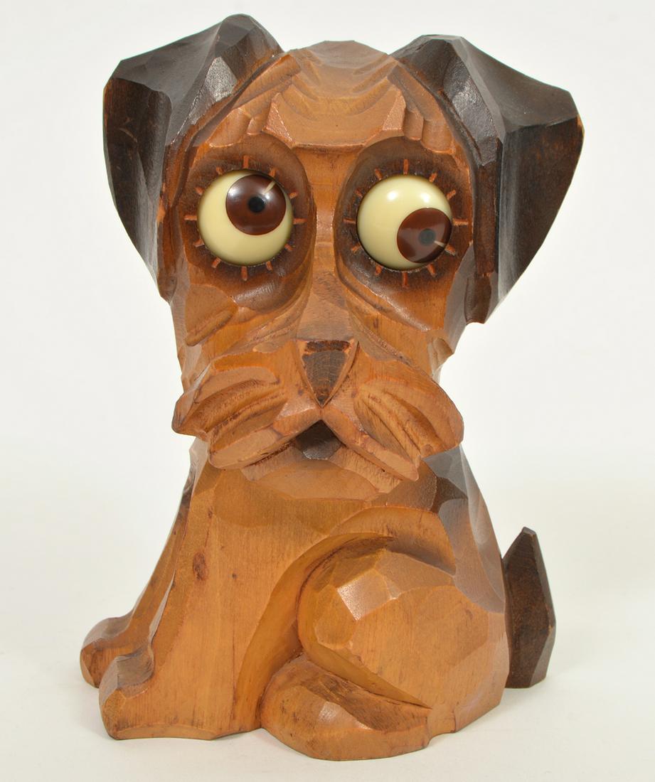 Oswald Uhrentabrik Carved Googlie Eye Dog Clock (1 of 6)