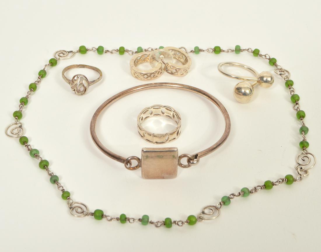 6 Pcs. Sterling Jewelry Rings Bracelets Earrings (1 of 7)