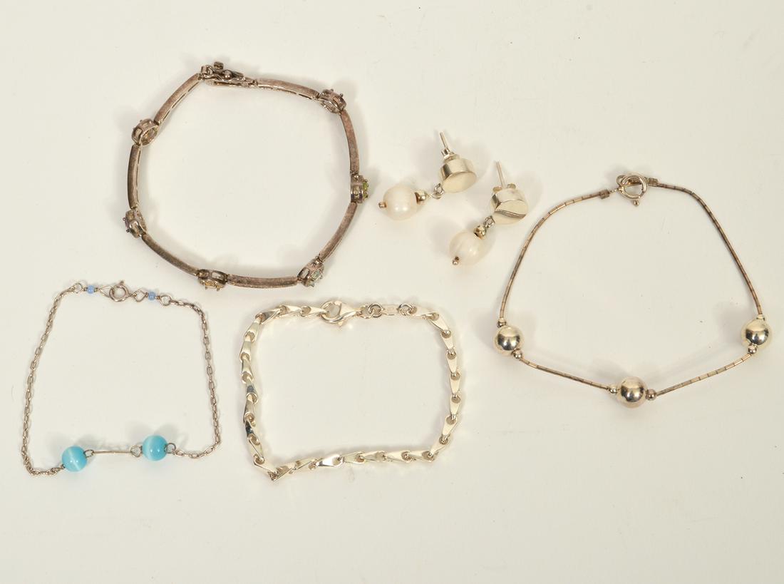 4 Sterling Silver Bracelets & Pair Earrings (1 of 7)
