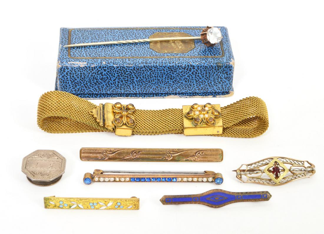 8 Antique Gold Filled Fob Bar Pins Stick Pin (1 of 5)