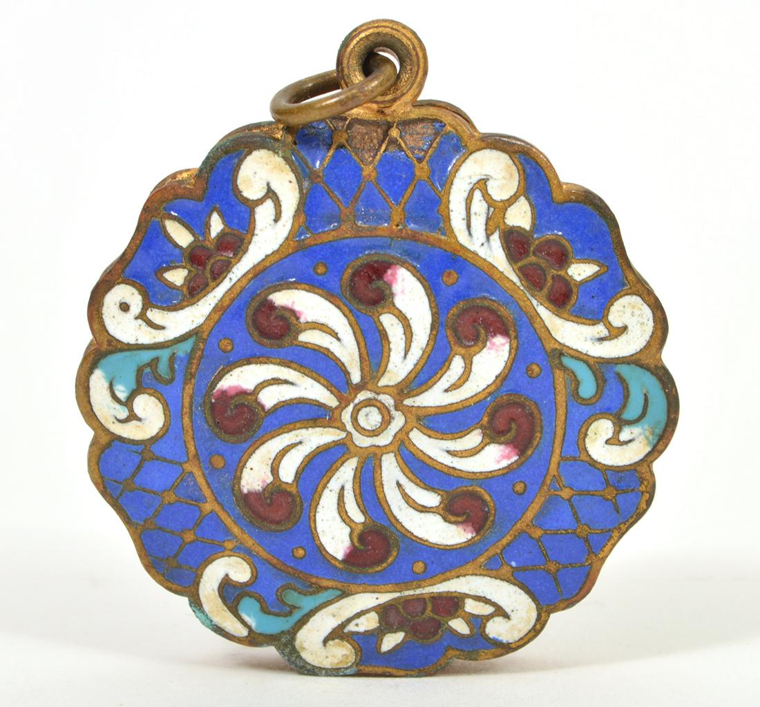 Antique Enamel Round Mirror Pendant (1 of 5)