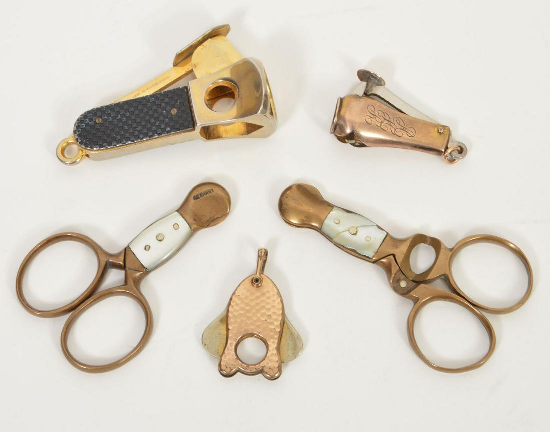 5 Brass & Gold Filled Cheroot Cigar Cutters (1 of 8)