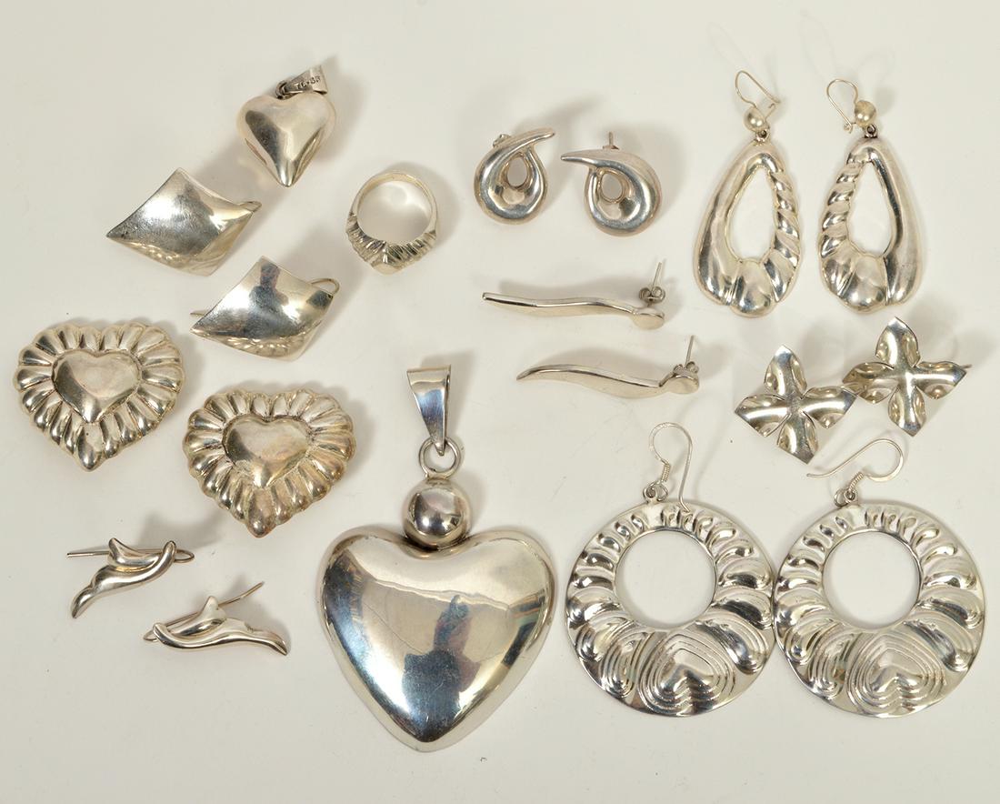 Mexican Sterling Earrings, Ring, Pendants (1 of 8)
