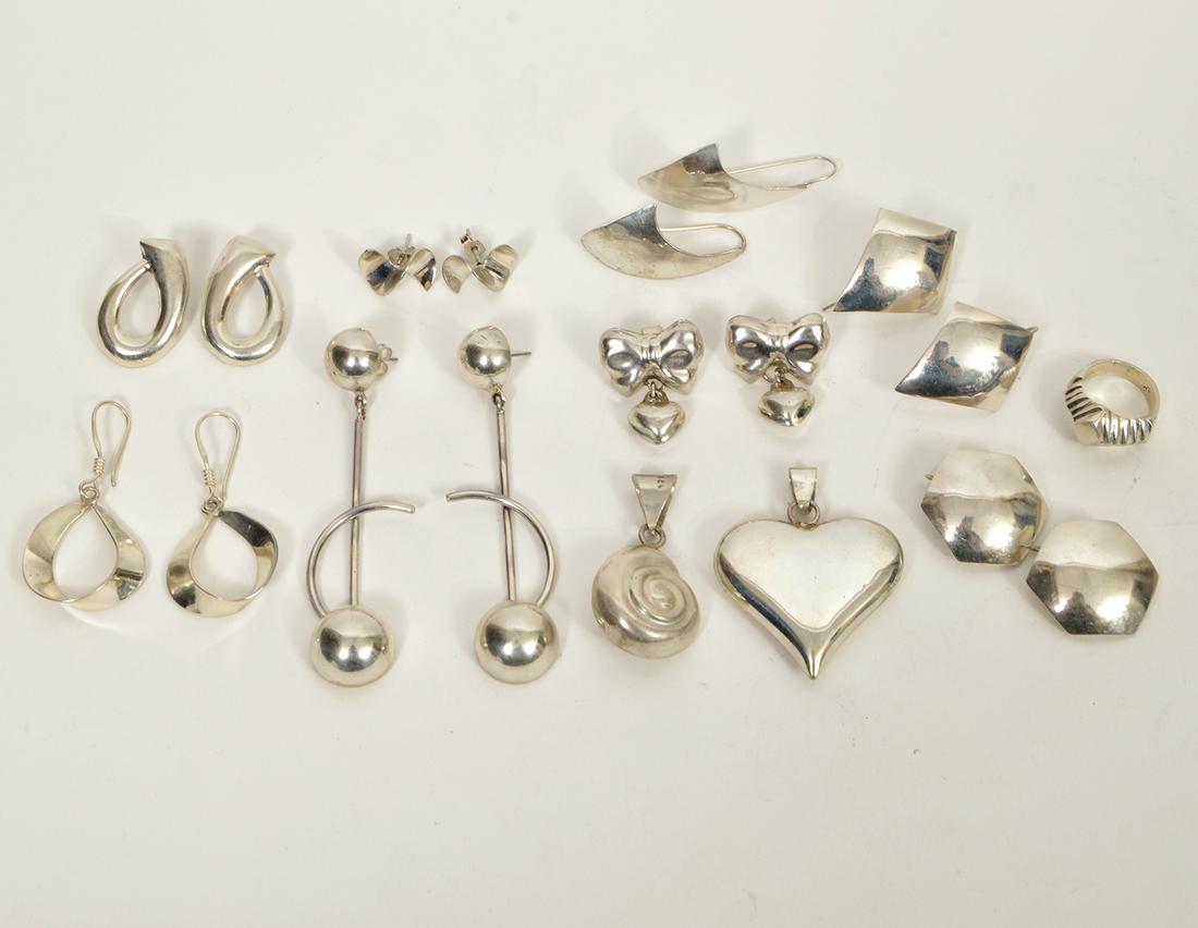 Mexican Sterling Earrings, Pendants, Ring (1 of 5)