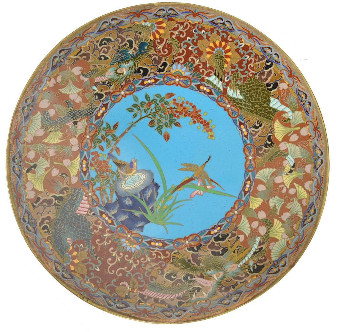 Large Japanese Early 19th C. CloisonnÃ© Plate (1 of 8)