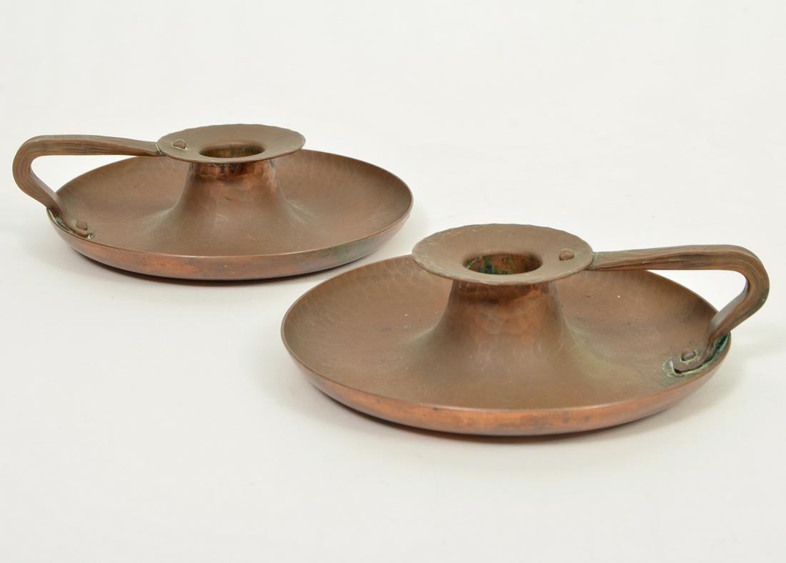 2 Early Roycroft Copper Candle Holders (1 of 4)
