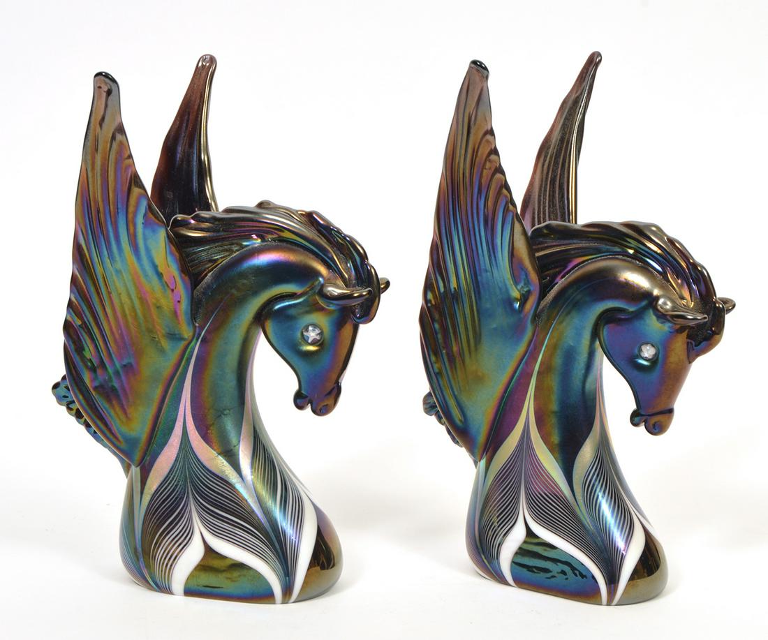 2 Art Glass Flying Horse Heads Stuart Abelman (1 of 6)