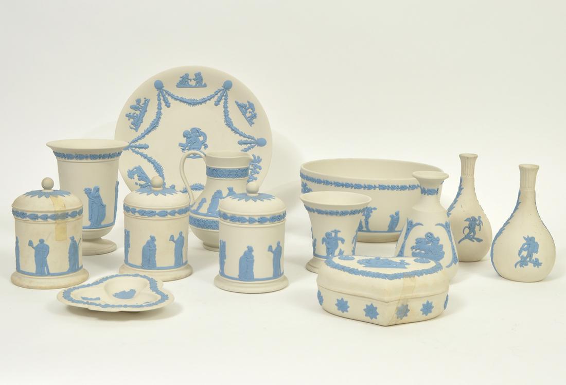 Lot of 13 Pcs. White & Blue Wedgwood Jasperware (1 of 8)
