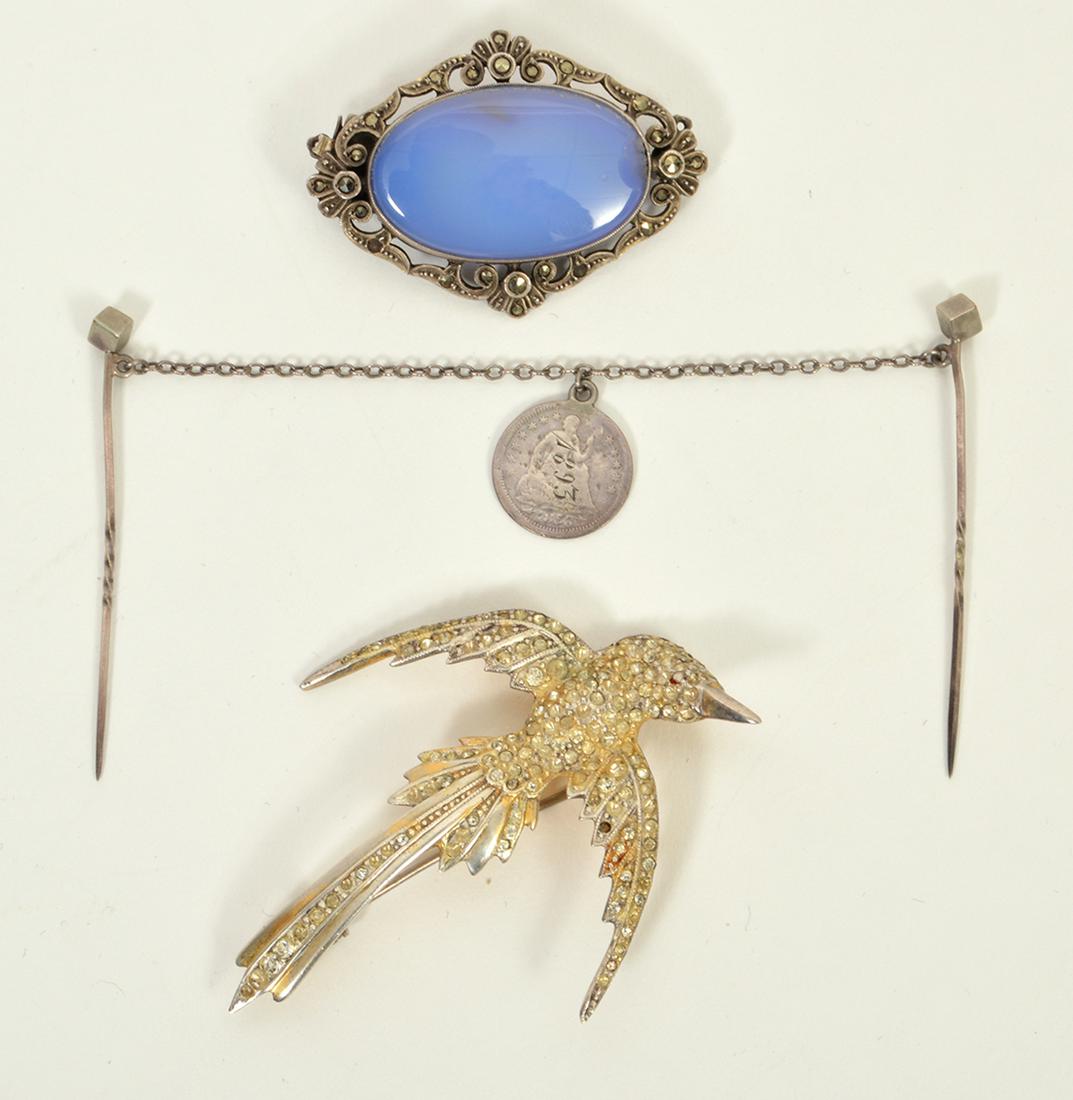 2 Antique Sterling Brooches & Love Token (1 of 5)