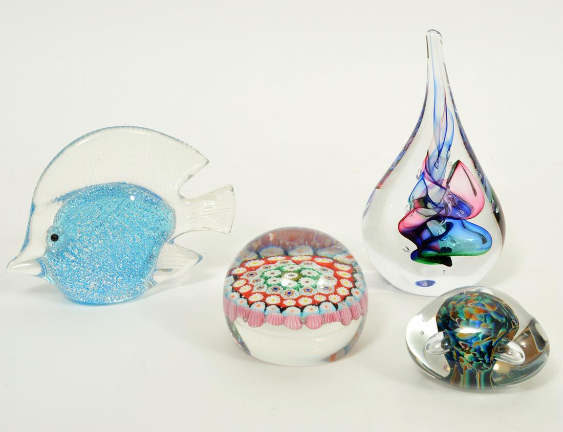 Collection of 4 Art Glass Paperweights (1 of 6)