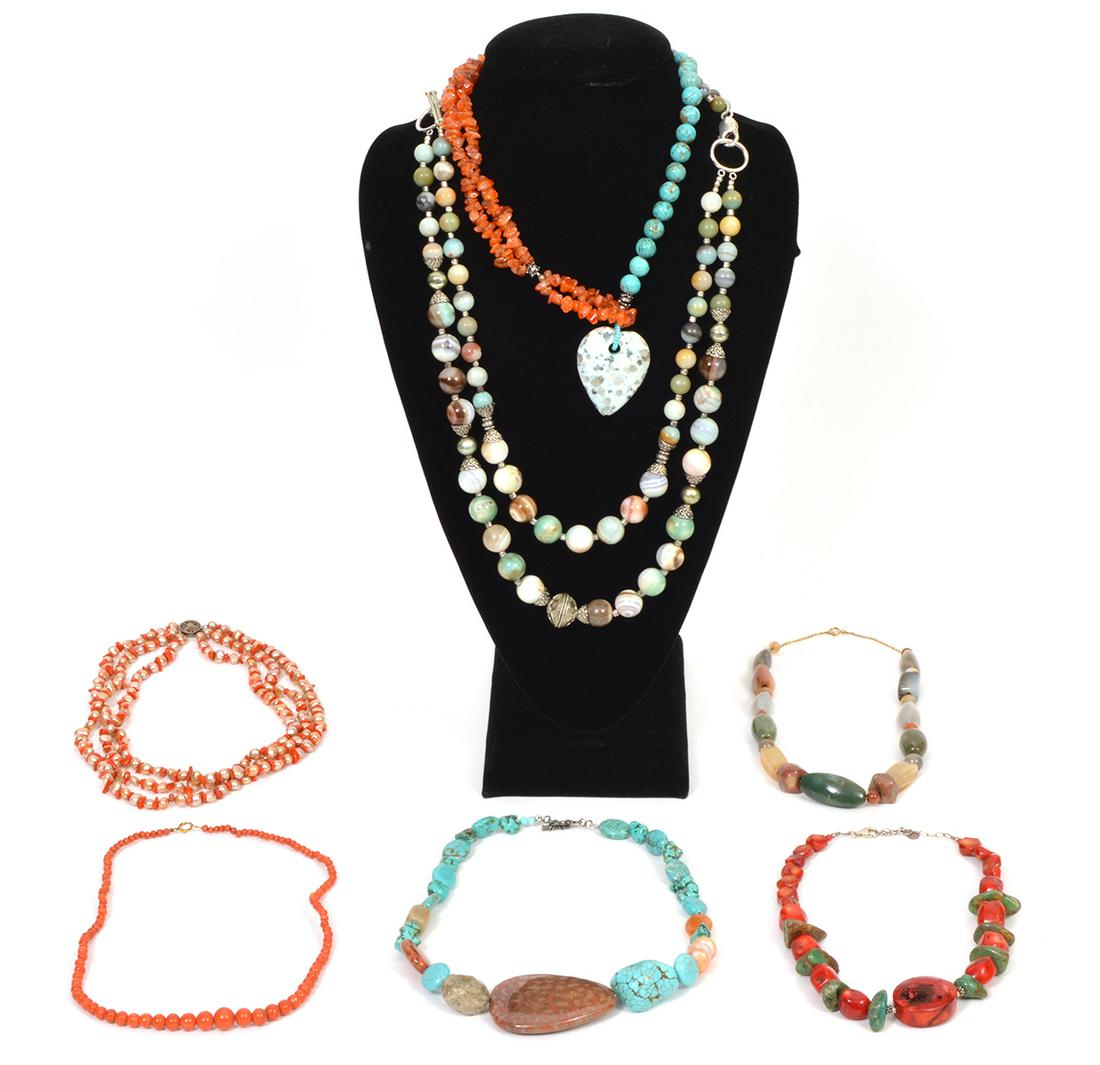 Lot of Strand Necklaces Coral Pearl Turquoise (1 of 13)