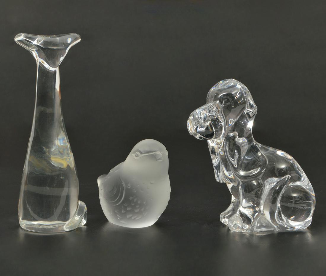 2 Baccarat & 1 Daum Crystal Cat Dog Bird (1 of 5)