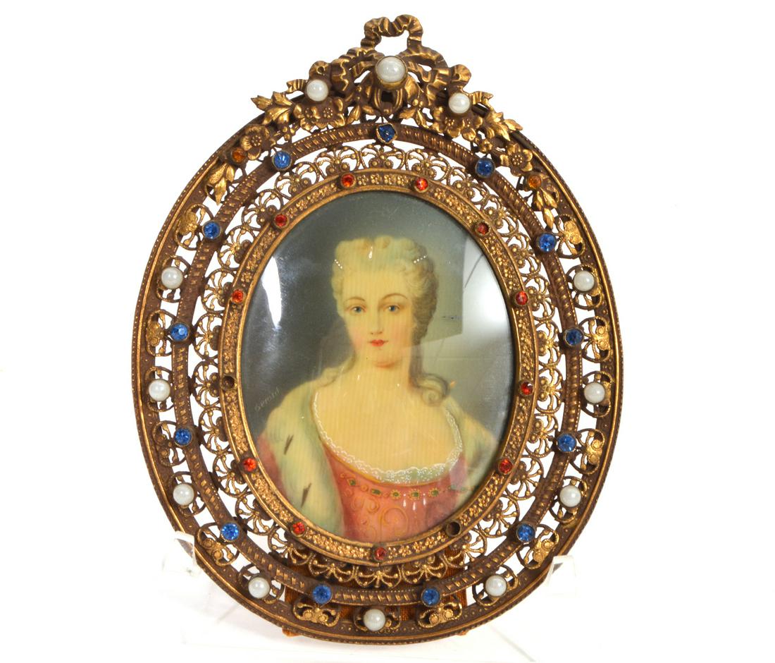 Miniature Portrait in Jeweled Antique Frame (1 of 4)
