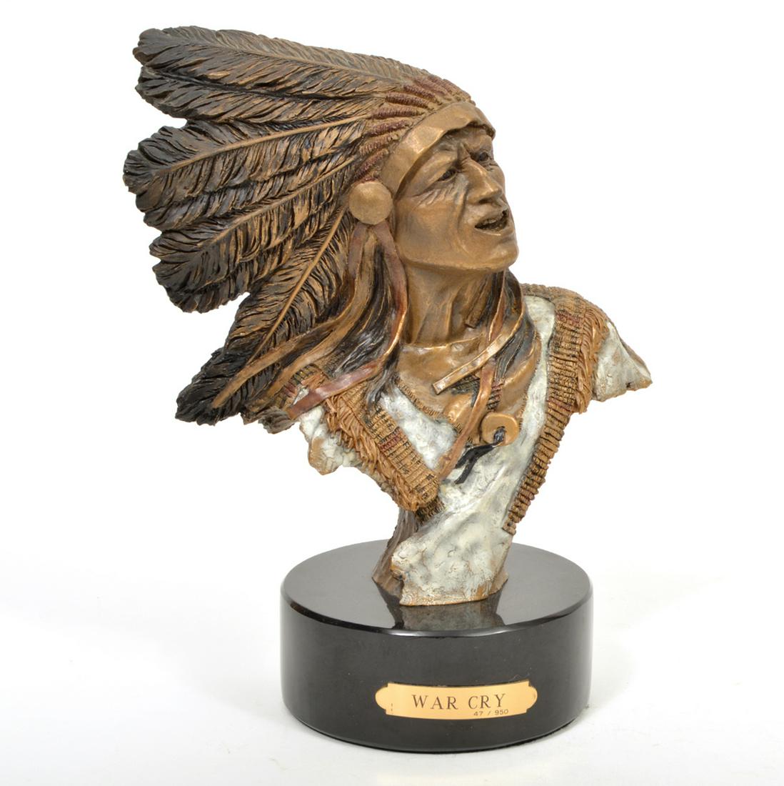 Stephen Herrero Sculture 'War Cry' Native American (1 of 7)