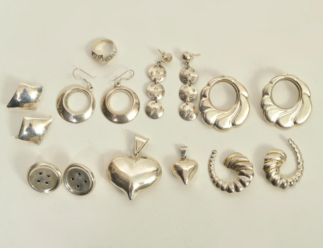 Mexican Sterling Earrings, Ring, Pendants (1 of 4)